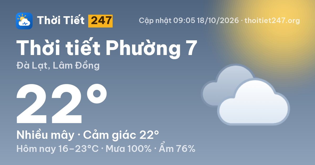 Thời tiết Phường 7 hôm nay 18/10/2026: 17°C, sương mù