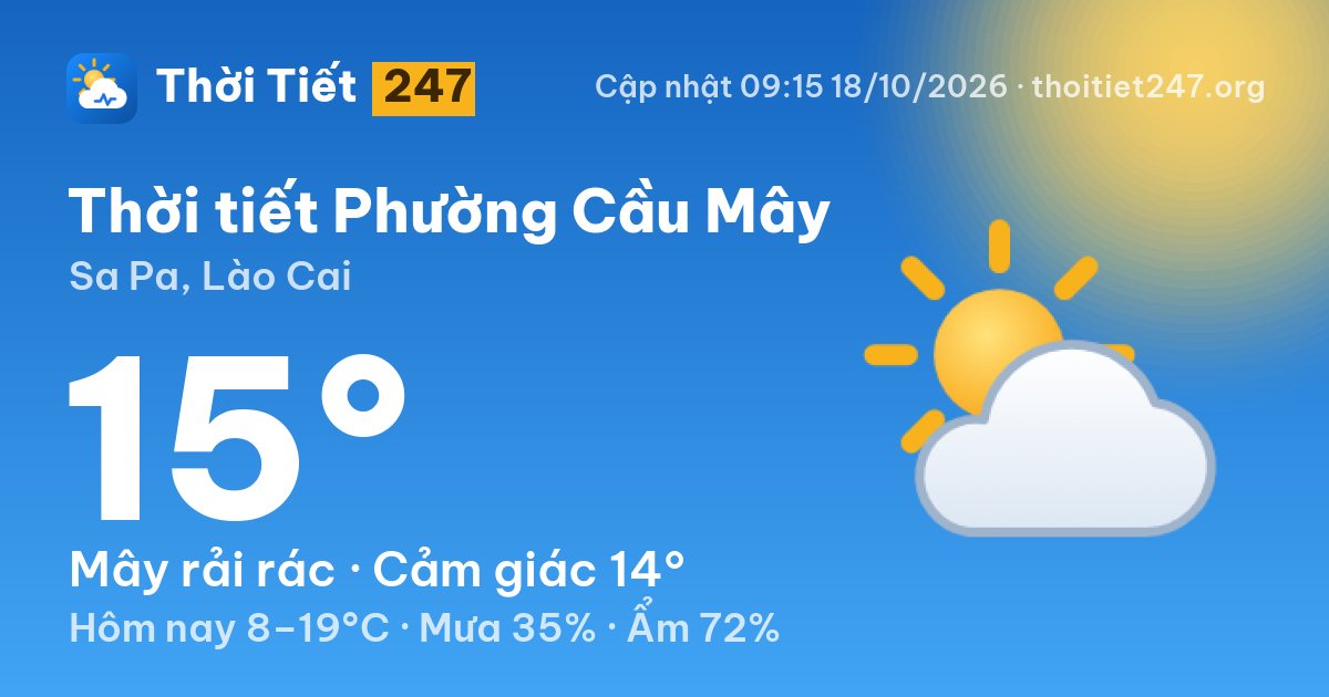 Thời tiết Phường Cầu Mây hôm nay 18/10/2026: 9°C, sương mù