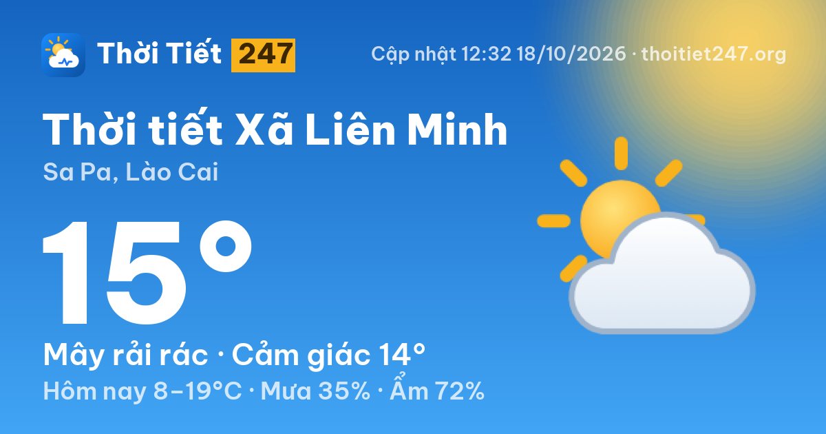 Thời tiết Xã Liên Minh hôm nay 18/10/2026: 9°C, sương mù